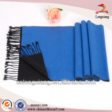 Brushed silk scarf in blue with fringes